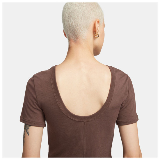 Nike Γυναικεία κοντομάνικη μπλούζα Sportswear NK CHLL KNT MRIB SS Top